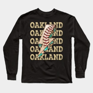 Aesthetic Design Oakland Gifts Vintage Styles Baseball Long Sleeve T-Shirt